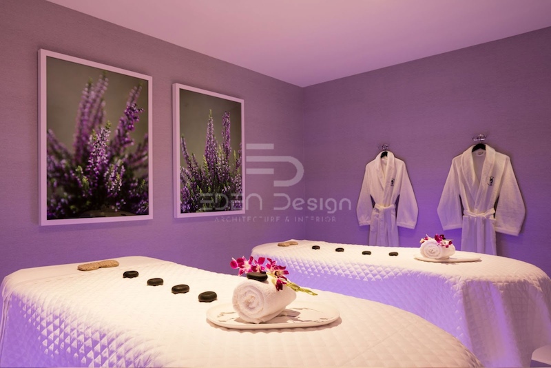 Trang trí Spa dưỡng sinh tone tím lavender lãng mạn