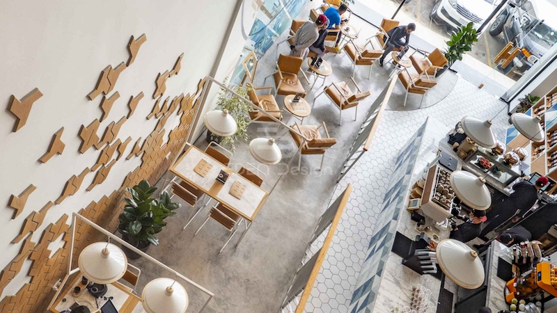 Thiết kế quán cafe cá tính bằng những khối hình học ấn tượng