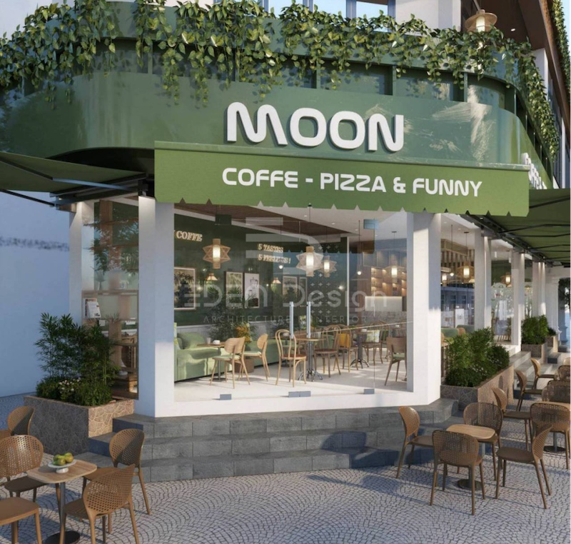 Thiết kế quán cafe kết hợp Pizza hiện đại và tiện lợi