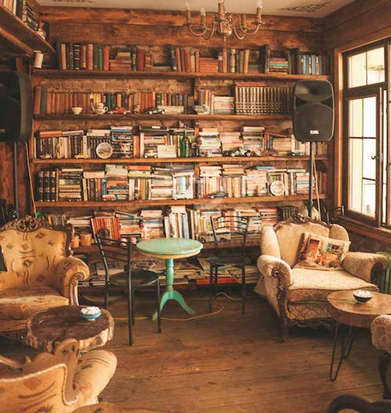 Phong cách cổ điển trong thiết kế quán cafe sách