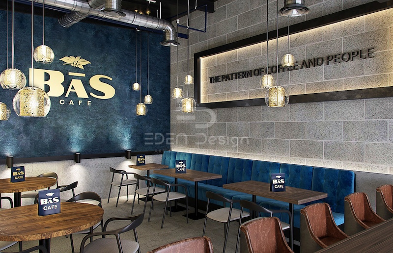 Đa số các quán cafe phong cách Industrial sử dụng đèn thả trần và bàn ghế có góc cạnh rõ ràng