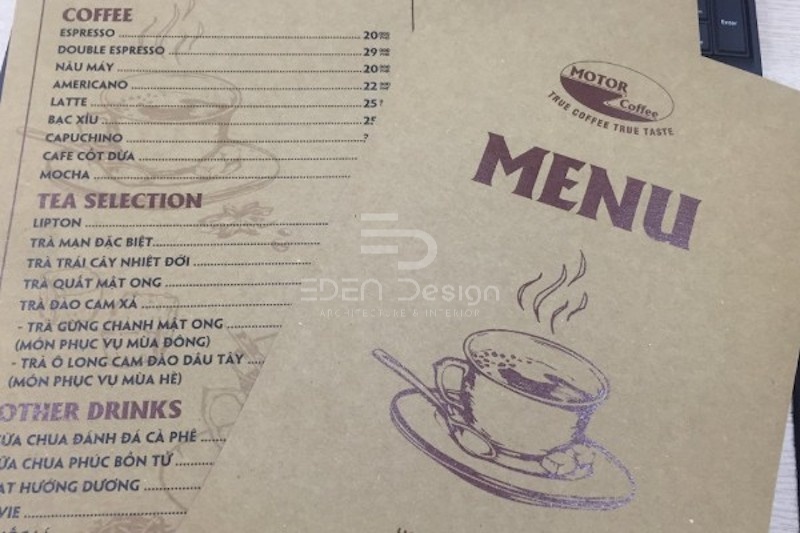 Mẫu thiết kế menu cafe đơn giản