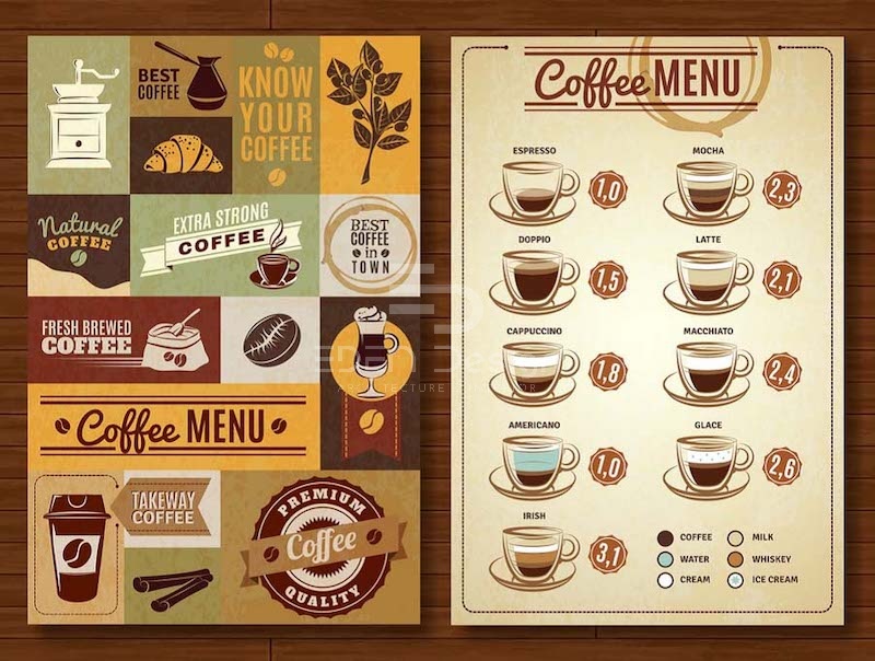 Mẫu thiết kế menu cafe theo phong cách vintage