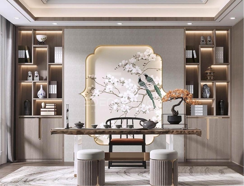 Phòng làm việc được thiết kế theo phong cách Trung Hoa vô cùng ấn tượng
