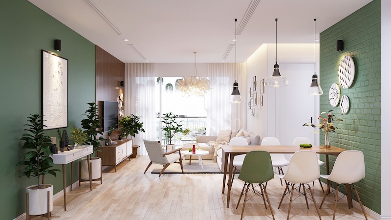 Bố trí cây xanh và cân nhắc đến yếu tố phong thủy khi thiết kế nội thất chung cư đẹp