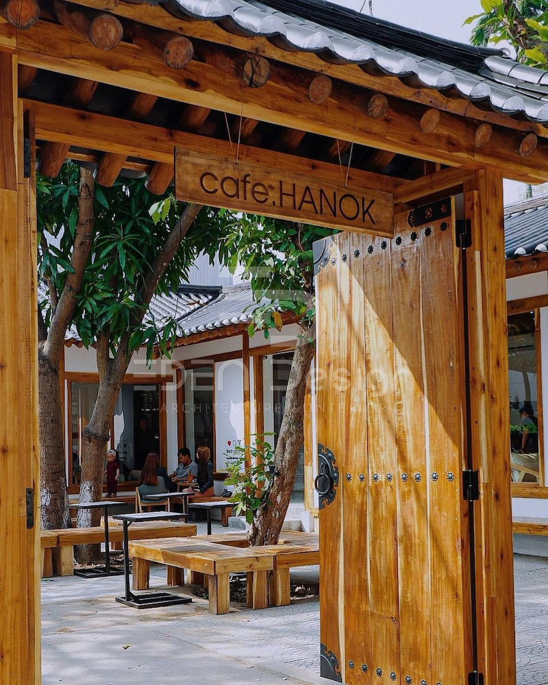 Thiết kế quán cafe ngoài trời theo phong cách Hàn Quốc đơn giản