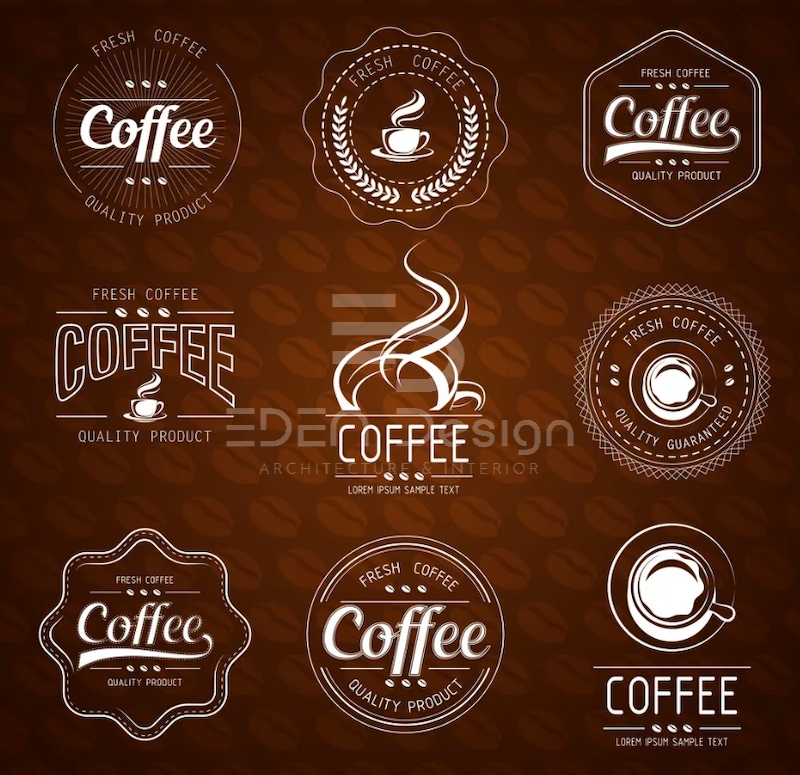 Mẫu logo tone nâu trắng hiện đại và sáng tạo cho quán cafe