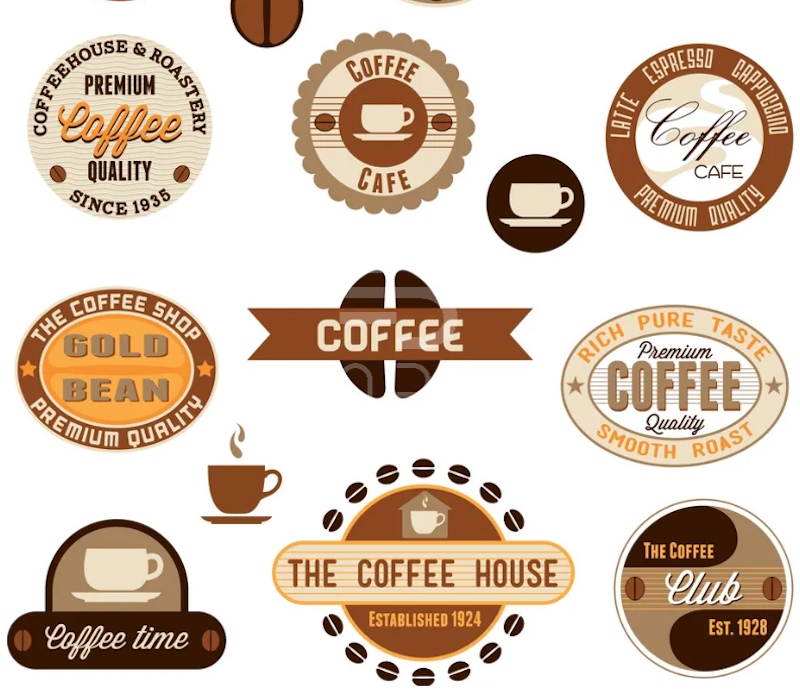 Mẫu logo hình tròn được sử dụng phổ biến trong ngành kinh doanh cafe