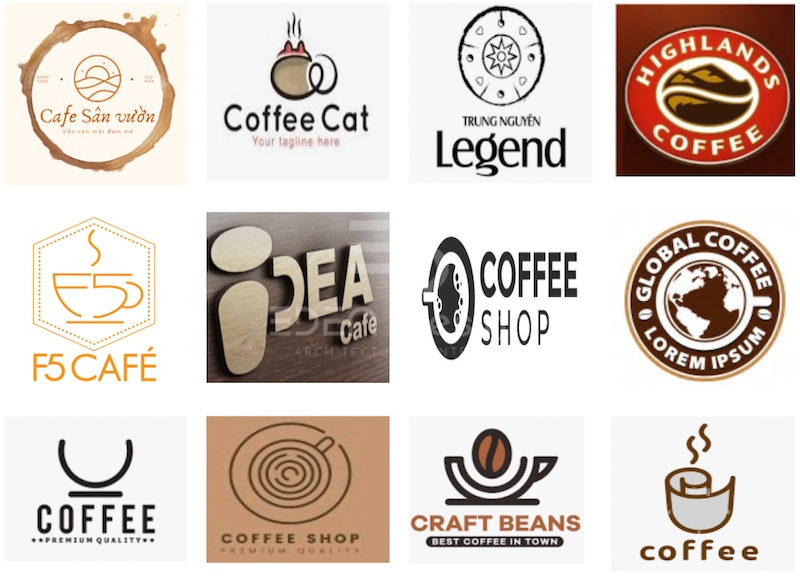 Mẫu logo quán cafe sử dụng hình khối trừu tượng