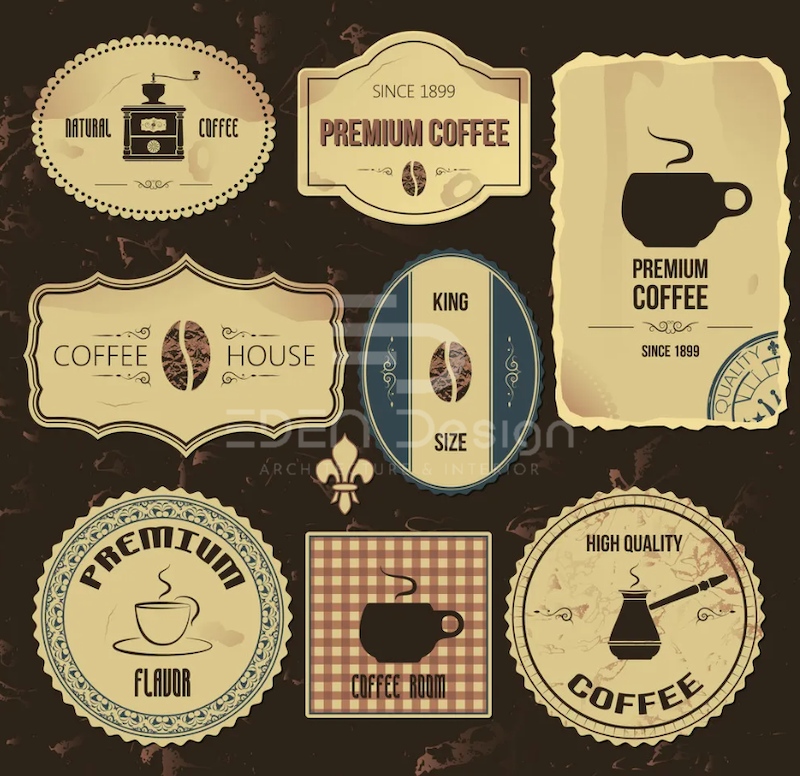 Thiết kế logo cafe đẹp gợi nhớ đến những chiếc tem cổ điển