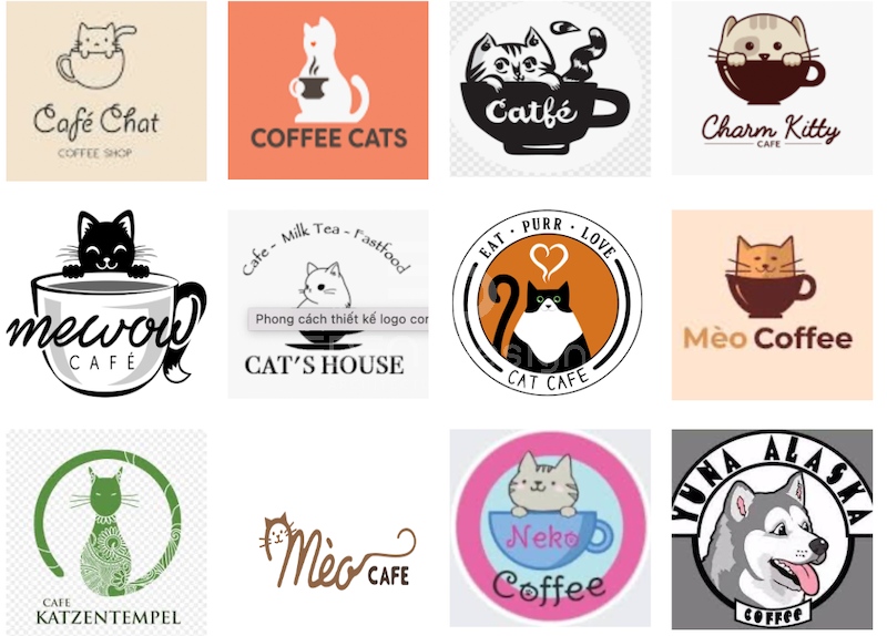 Quán cafe sử dụng hình ảnh động vật đáng yêu làm logo