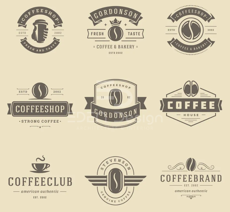 Mẫu logo đơn sắc cho quán cafe phong cách sang trọng