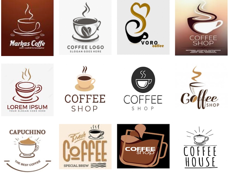 Biểu tượng cốc cafe kết hợp kiểu chữ đẹp mắt tạo nên mẫu logo cuốn hút ánh nhìn