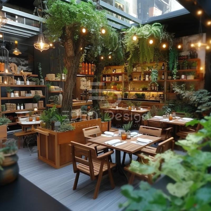 Không gian mở kết hợp cùng sắc xanh của cây cối giúp quán cafe thêm bình yên và gần gũi