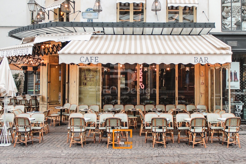 Quán cafe kiểu Pháp thường sử dụng các màu sắc nhẹ nhàng, đơn giản tạo không gian ấm cúng