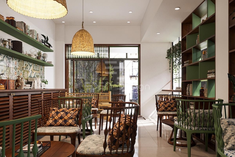 Tiệm cafe phong cách Indochine mang đặc trưng của văn hóa Đông Dương