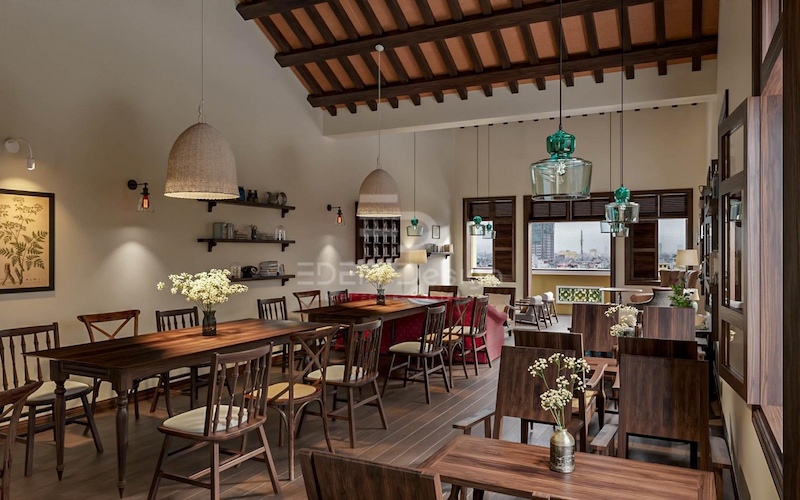 Thiết kế quán cafe phong cách Đông Dương lấy cảm hứng từ kiến trúc Việt Nam xưa