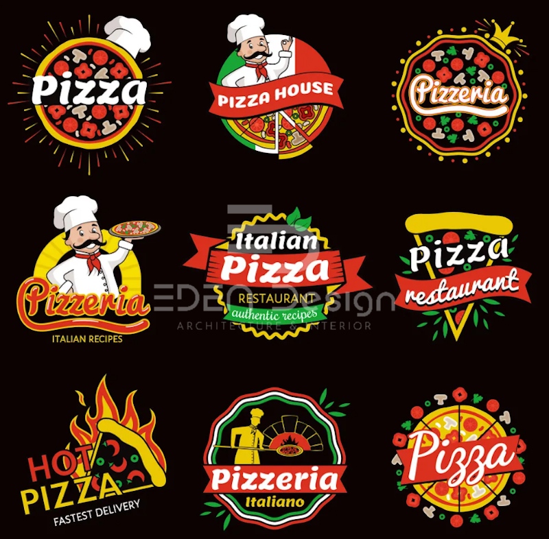 Mẫu thiết kế logo quán Pizza sống động và trẻ trung