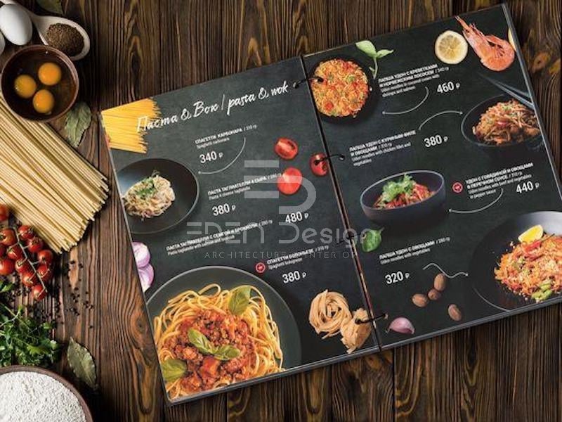 Thiết kế menu nhà hàng sang trọng chuyên kinh doanh món Ý