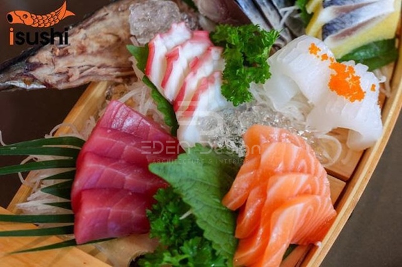 Thiết kế khu bếp Nhà hàng buffet Isushi cho phép khách hàng quan sát trực tiếp