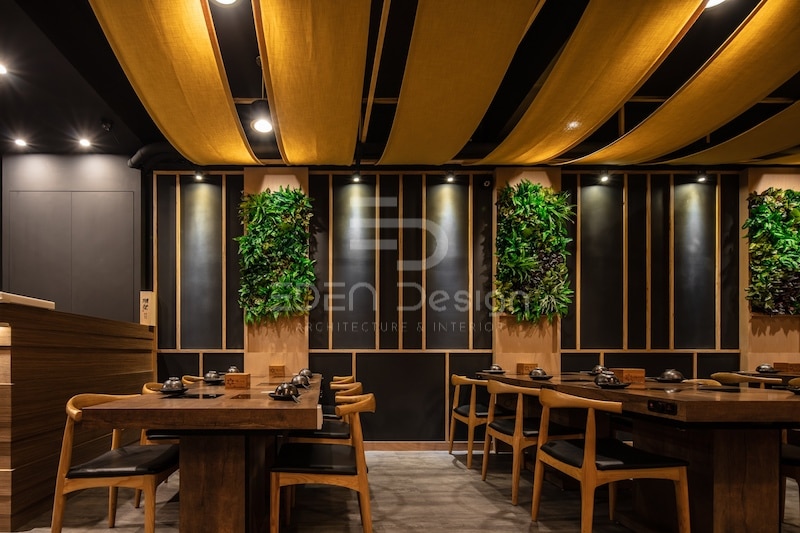 Trang trí nội thất bằng gỗ cho nhà hàng lẩu nướng
