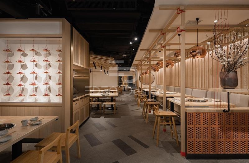 HK Xiaoyu Restaurant sử dụng gam màu thiên về tone ấm