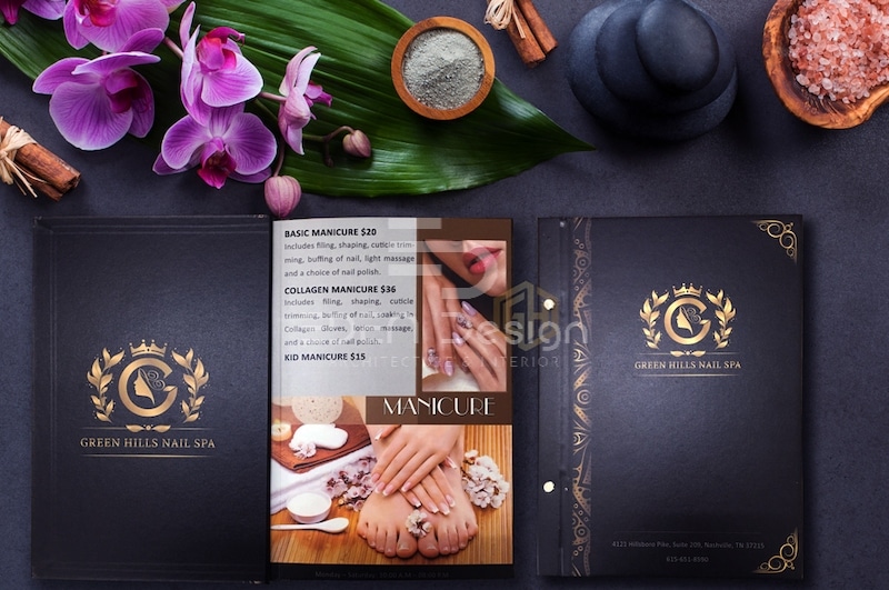 Thiết kế menu spa đóng gáy ốc bìa cứng chưa bao giờ lỗi thời