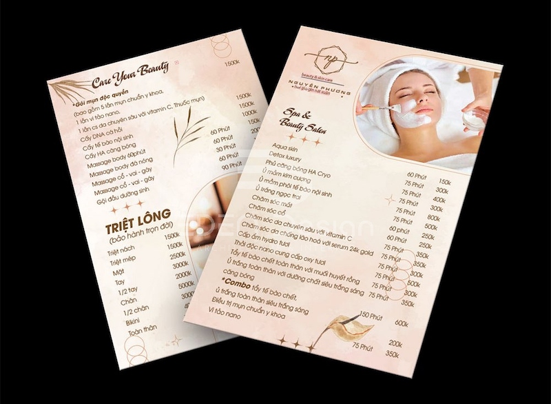 Menu spa cầm tay tuy đơn giản nhưng có hiệu quả chốt sale tốt