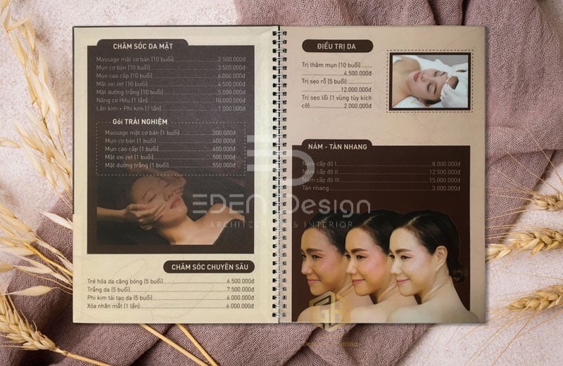 Mẫu thiết kế menu spa bìa nhựa bền bỉ và bắt mắt