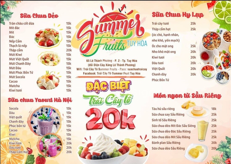 Thiết kế menu quán ăn vặt bằng màu sắc tươi sáng và hình ảnh sống động, kích thích vị giác của thực khách