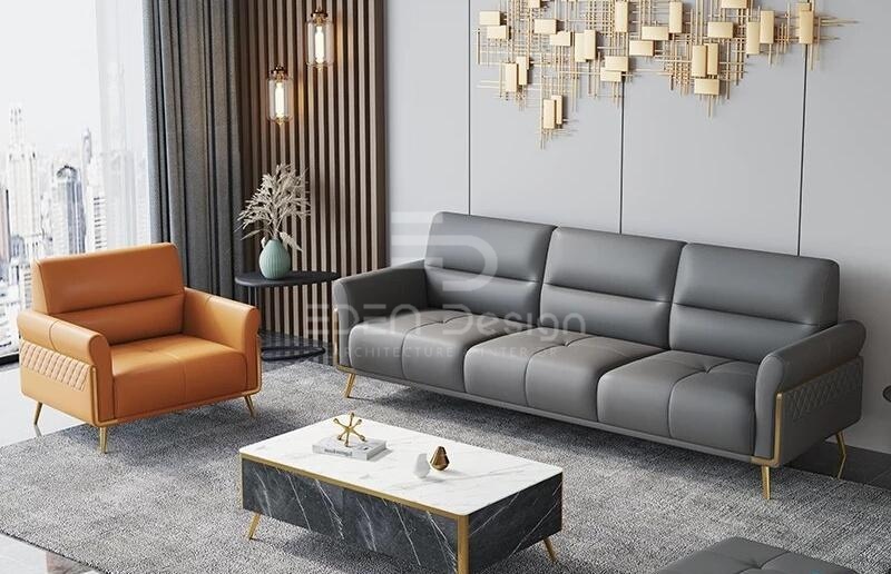 Kết hợp sofa với ghế bành và ghế đơn, tạo ra không gian đa năng và tiện lợi