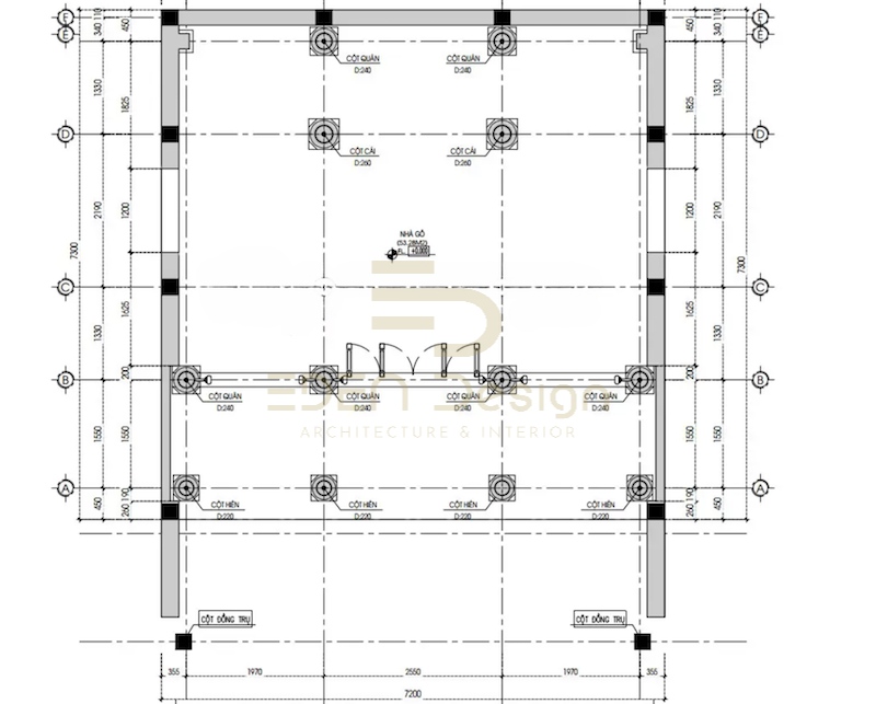 Mặt bằng của nhà gỗ 3 gian size nhỏ được bố trí hợp lý, tối ưu không gian sống