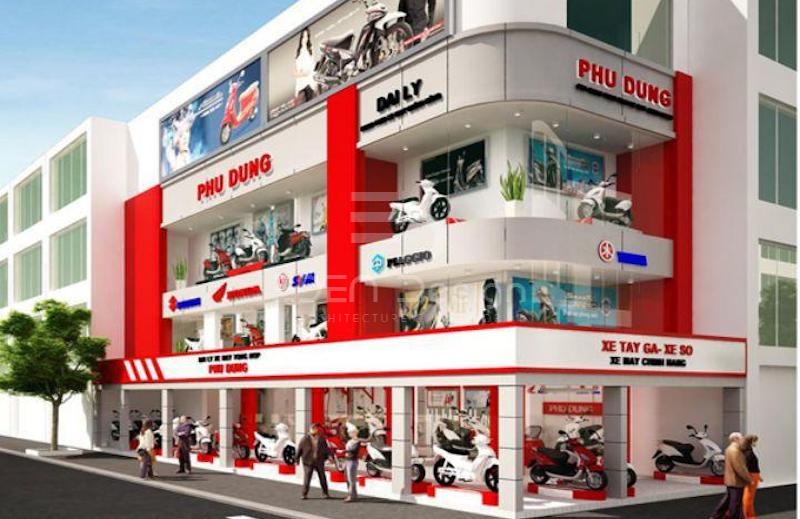 Mặt tiền cuốn hút là yếu tố tạo lợi thế cạnh tranh cho showroom xe máy