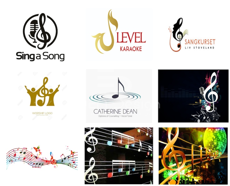 Logo quán karaoke ấn tượng với điểm nhấn là nốt nhạc cách điệu