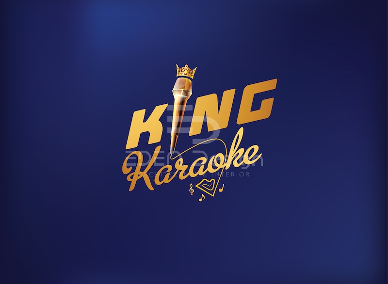 Logo quán karaoke với hình ảnh micro cách điệu kết hợp cùng phông chữ nghệ thuật tinh tế