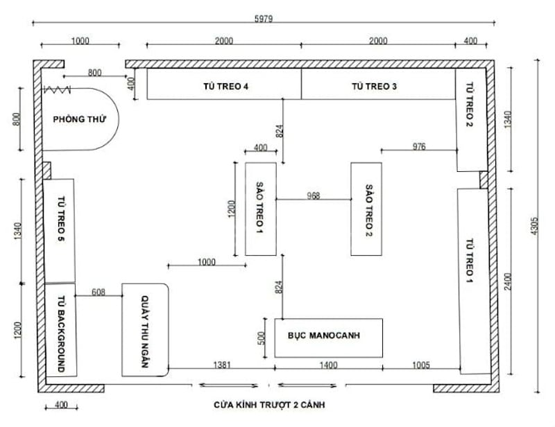 Bản vẽ thiết kế cửa hàng tiện lợi đẹp mắt - Mẫu 5