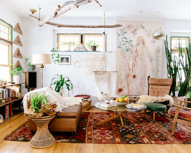 Phong cách Boho đặc trưng bởi những chi tiết cầu kỳ, nhiều màu sắc.