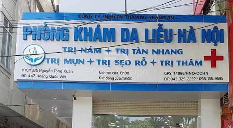 Bảng hiệu cho phòng khám da liễu được làm bằng chữ mica