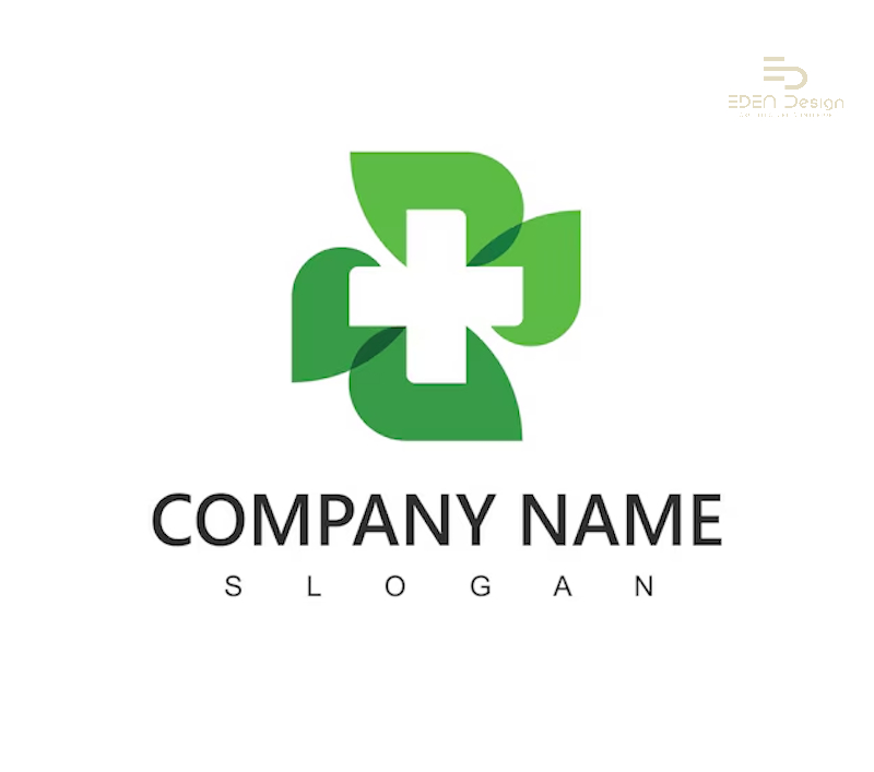 Logo được xây dựng từ hình ảnh có 4 lá và ảnh chữ thập đầy sáng tạo