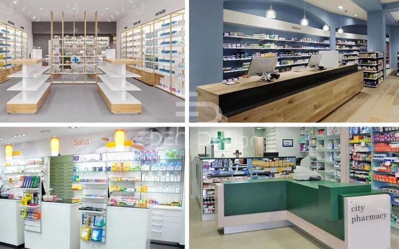 Tủ thuốc của quầy thuốc cần thiết kế cẩn thận để đảm bảo công năng sử dụng