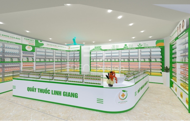 Thiết kế thoáng đãng giúp không gian nhà thuốc của bạn trở nên thoải mái hơn