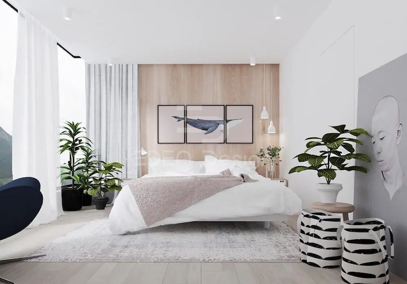 Đặt chậu cây xanh trong phòng ngủ giúp không khí được lưu thông tốt