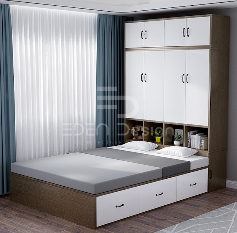 Mẫu giường ngủ liền tủ vô cùng đa năng và đẹp mắt