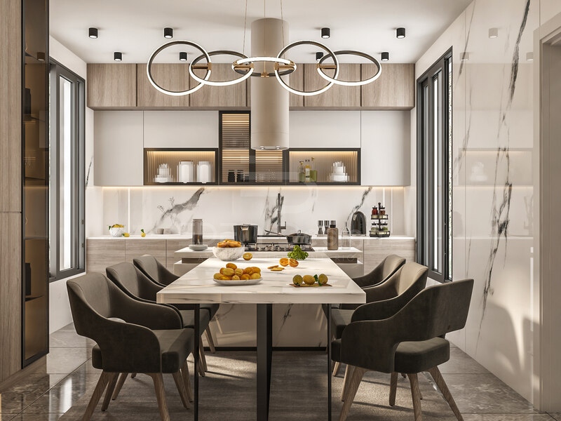 Nhà bếp Luxury sử dụng những thiết kế độc đáo và chất liệu cao cấp thể hiện sự đẳng cấp