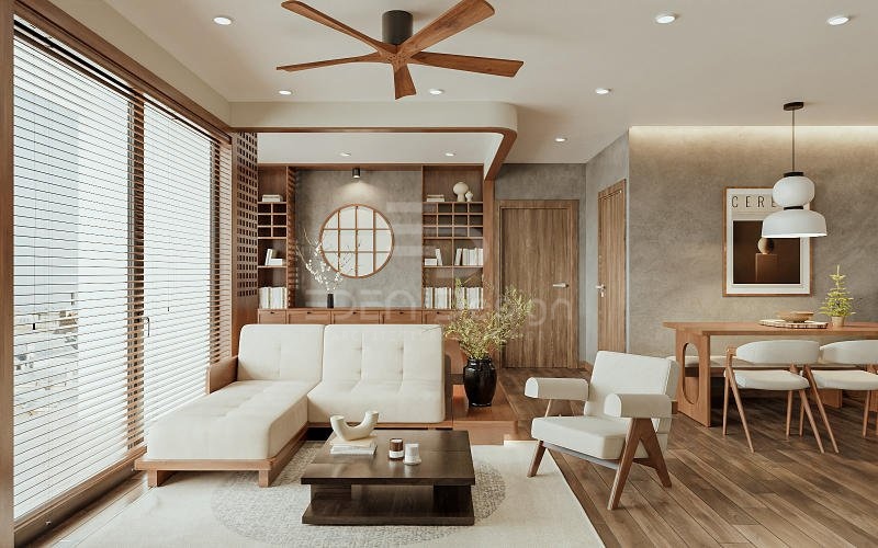 Kết hợp giữa phong cách Nhật Bản và Bắc Âu để tạo không gian ôn hòa, nhã nhặn