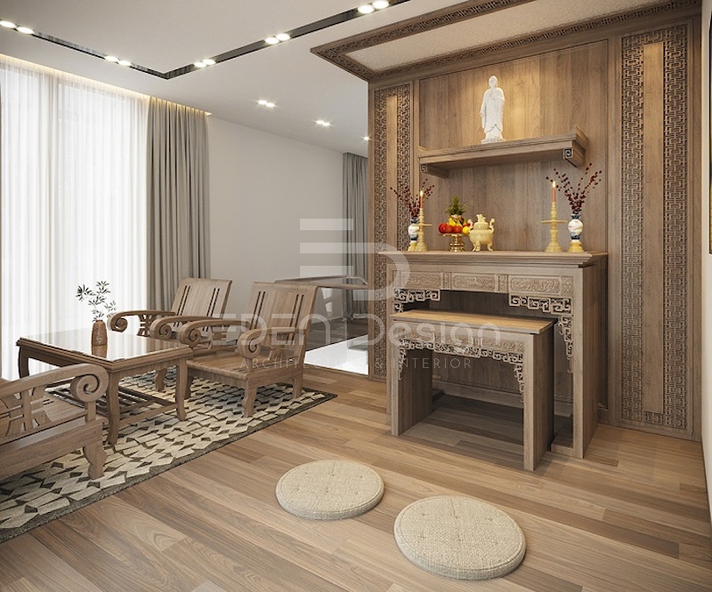 Phòng thờ cần nhận được ánh sáng để không gian thoáng mát và thanh tịnh