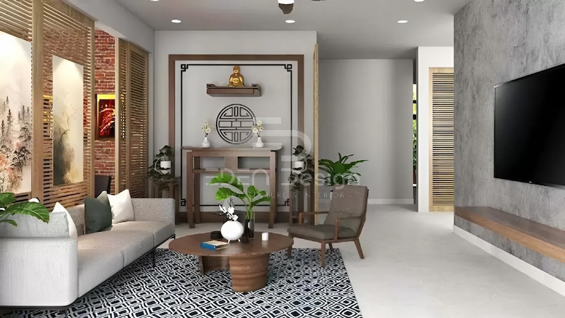 Phòng thờ kết hợp phòng khách sẽ hạn chế được diện tích và không gian